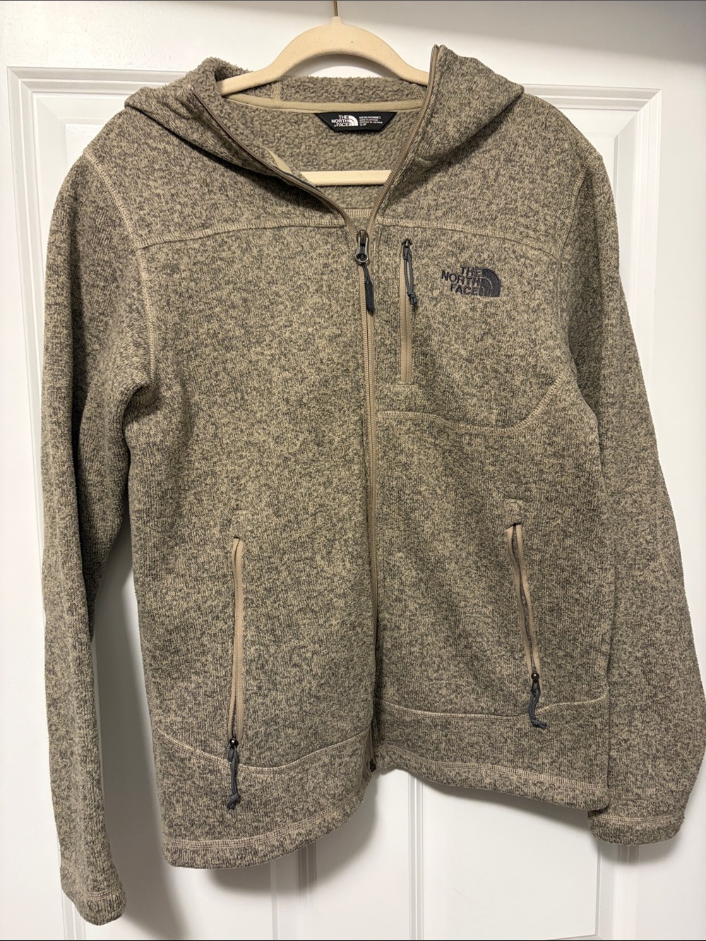 The North Face Heathered Tan Full-Zip Hooded Fleece Jacket